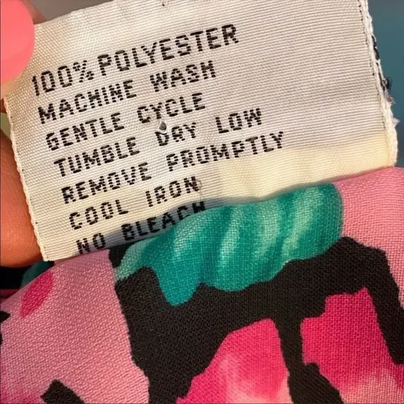 Vintage 80s Dress Black & Pink Midi Floral Roses Size 14 - Picture 6 of 6